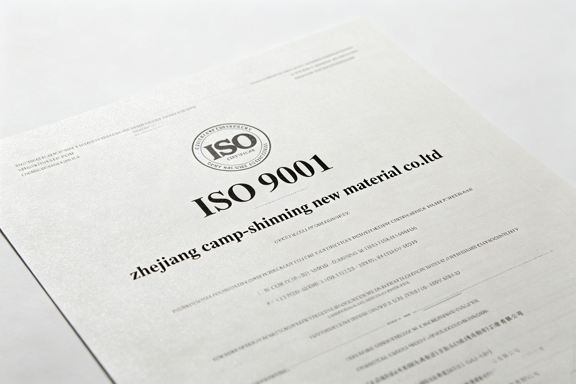 Сертификация управления качеством ISO 9001: 2015 — Производитель органоглины Zhejiang Camp-Shinning New Material Co., Ltd.